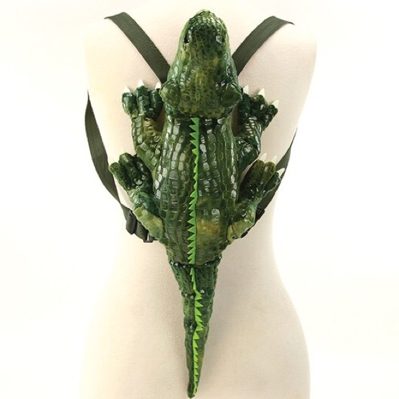 RESTOCK Kid Pleaser Green Magical Alligator Cute Plush 3D Backpack Bag - Picture 3 of 16